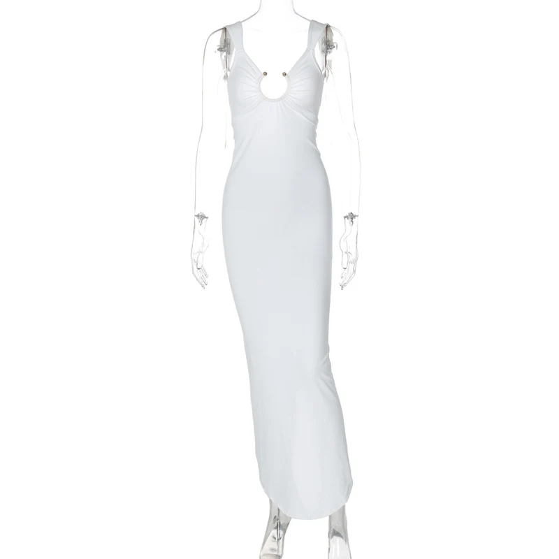 Frauen Kleid rückenfreies Partykleid Langes Trägerkleid Abendkleid Cocktailkleid
