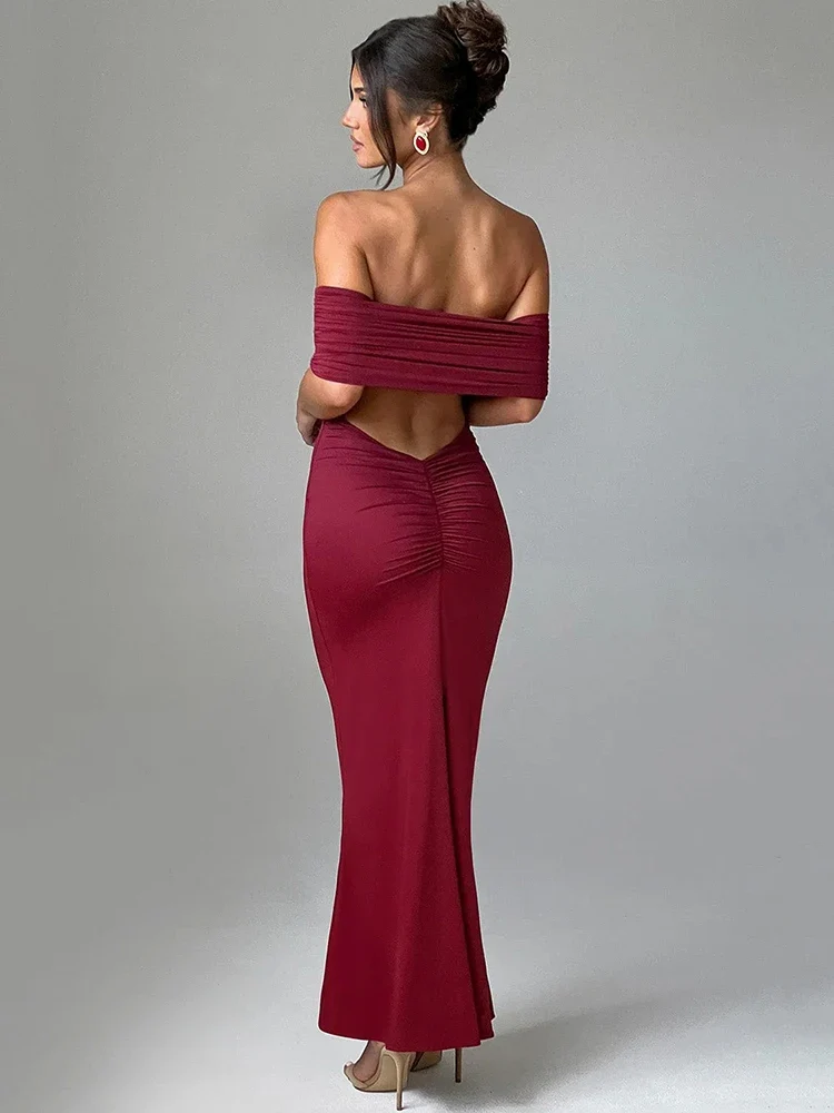 Frauen Kleid rückenfreies Partykleid Langes Trägerkleid Abendkleid Cocktailkleid