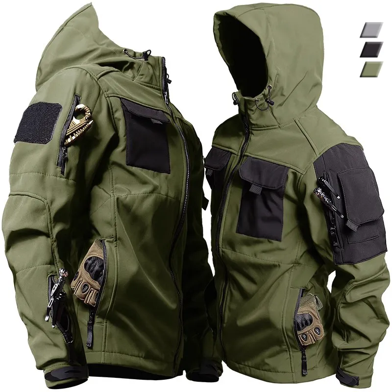 Herren Windbreaker Trekking Jacke Windjacke Outdoor Military Kapuzenjacke