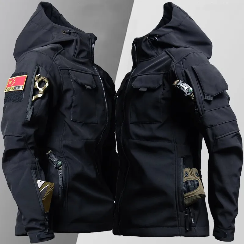 Herren Windbreaker Trekking Jacke Windjacke Outdoor Military Kapuzenjacke