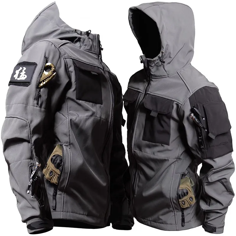 Herren Windbreaker Trekking Jacke Windjacke Outdoor Military Kapuzenjacke
