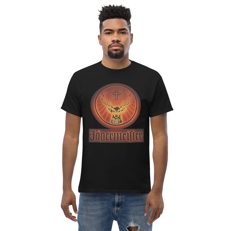 Fashion Herren Jägermeister T-Shirt Rundhals Unisex 100 % Baumwolle Streetwear