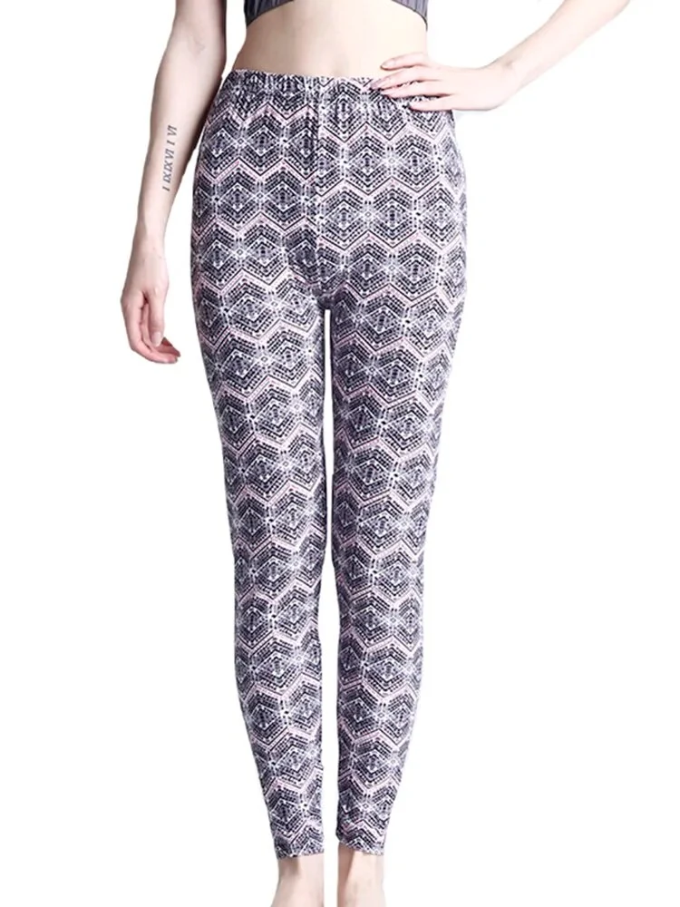 Leggings Damen Kariert Tartan Karo Muster Fitness Leggins Sexy Hohe Elastizität