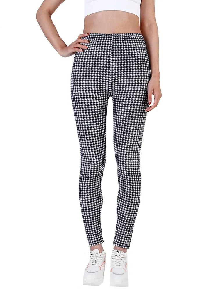 Leggings Damen Kariert Tartan Karo Muster Fitness Leggins Sexy Hohe Elastizität