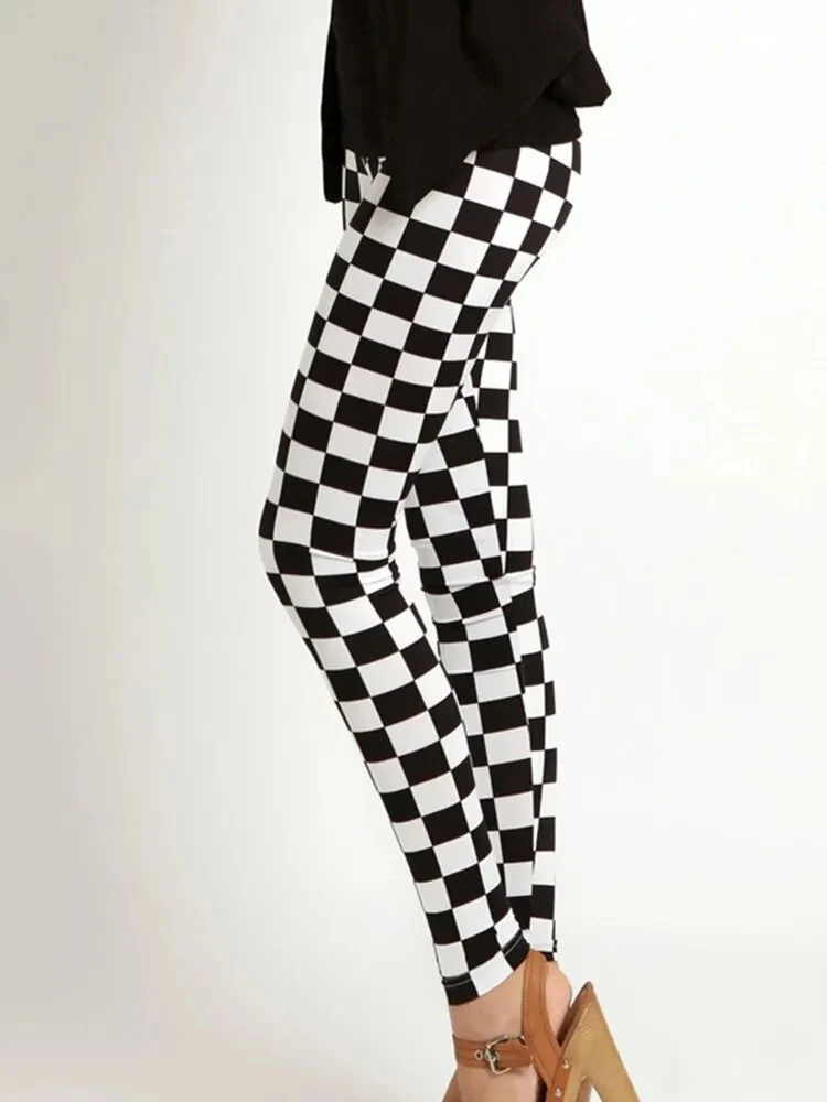 Leggings Damen Kariert Tartan Karo Muster Fitness Leggins Sexy Hohe Elastizität
