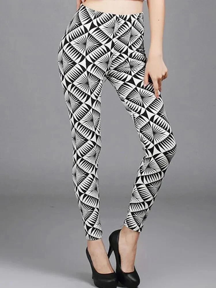 Leggings Damen Kariert Tartan Karo Muster Fitness Leggins Sexy Hohe Elastizität