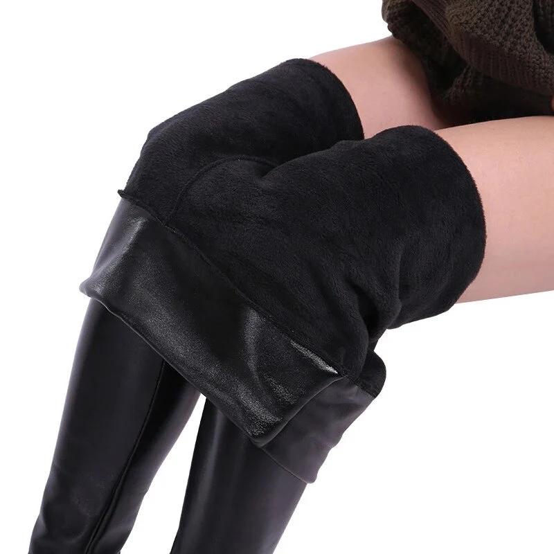Damen Leggings Leggins Lang Hose Leder Optik Nachtclub Sexy PU Hohe Elastizität