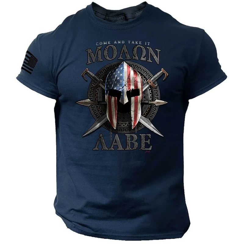 Herren Fashion Vintage 3D T-Shirt Rundhals Unisex Sommer Sparta Streetwear