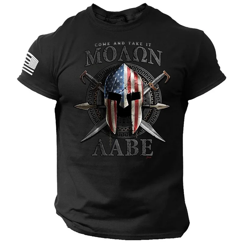 Herren Fashion Vintage 3D T-Shirt Rundhals Unisex Sommer Sparta Streetwear