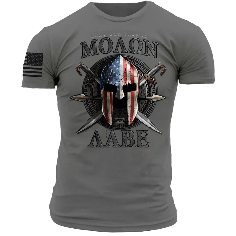 Herren Fashion Vintage 3D T-Shirt Rundhals Unisex Sommer Sparta Streetwear