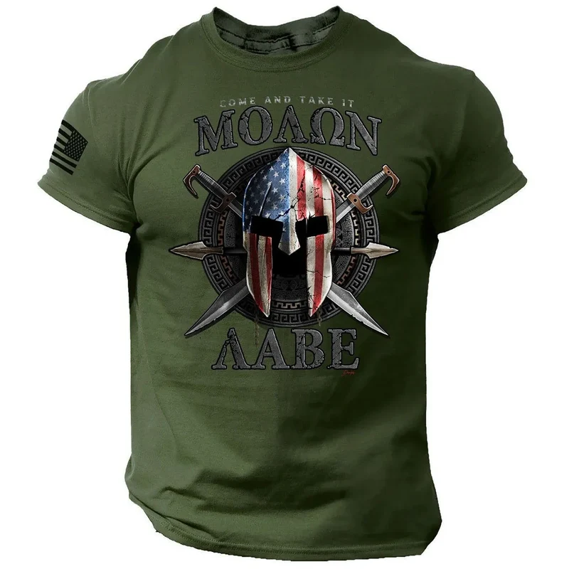 Herren Fashion Vintage 3D T-Shirt Rundhals Unisex Sommer Sparta Streetwear