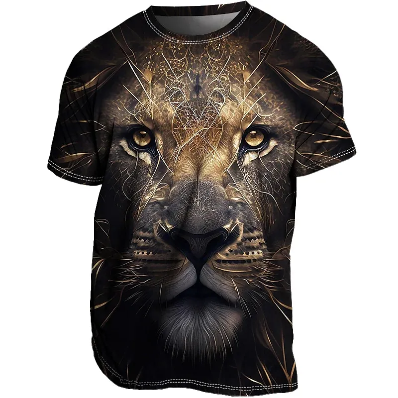 Männer Herren Fashion Lion 3D T-Shirt Rundhals Unisex Sommer Streetwear