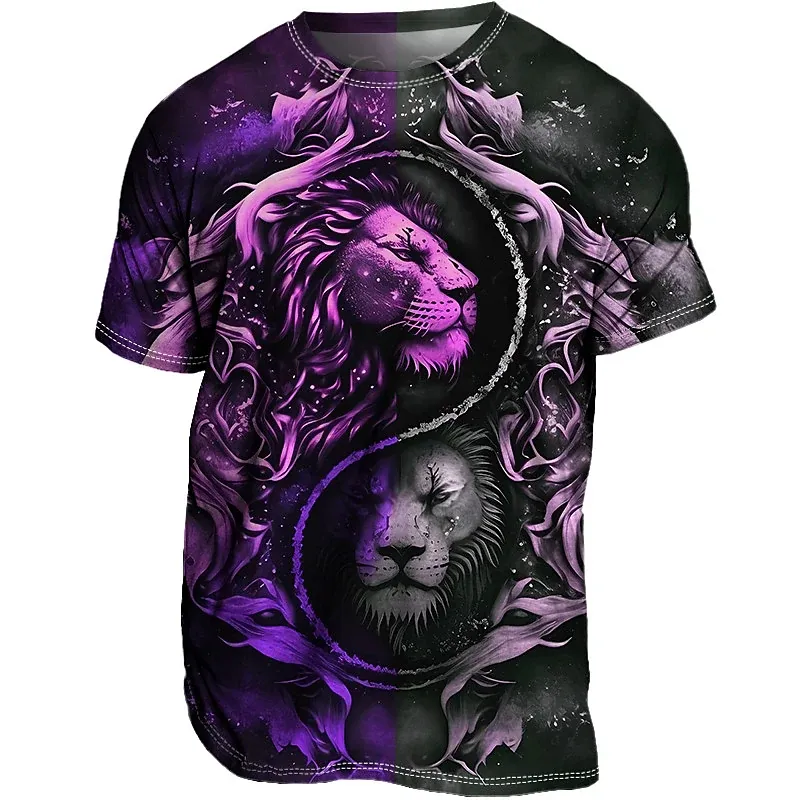 Männer Herren Fashion Lion 3D T-Shirt Rundhals Unisex Sommer Streetwear