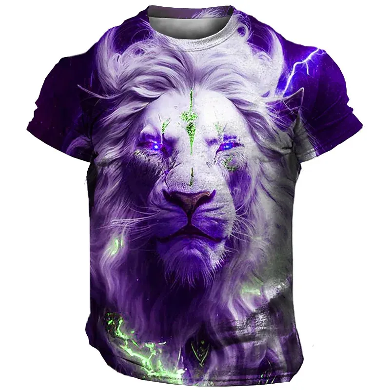 Männer Herren Fashion Lion 3D T-Shirt Rundhals Unisex Sommer Streetwear