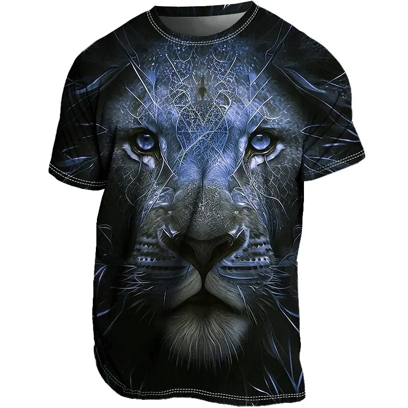 Männer Herren Fashion Lion 3D T-Shirt Rundhals Unisex Sommer Streetwear