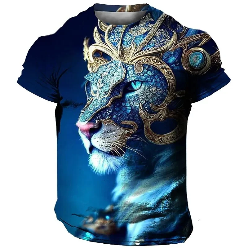 Männer Herren Fashion Lion 3D T-Shirt Rundhals Unisex Sommer Streetwear
