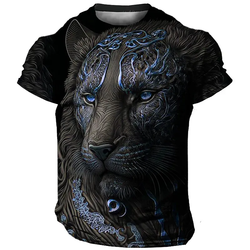 Männer Herren Fashion Lion 3D T-Shirt Rundhals Unisex Sommer Streetwear
