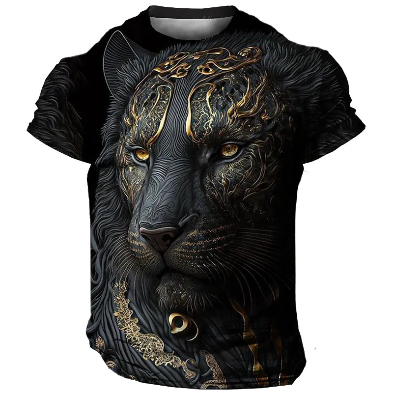Männer Herren Fashion Lion 3D T-Shirt Rundhals Unisex Sommer Streetwear