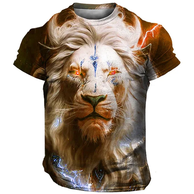 Männer Herren Fashion Lion 3D T-Shirt Rundhals Unisex Sommer Streetwear