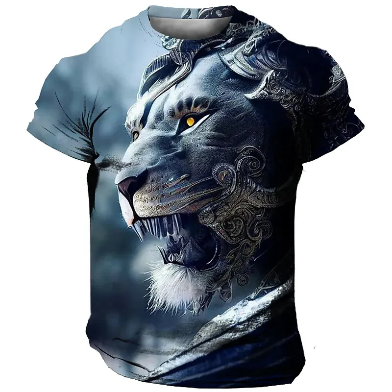 Männer Herren Fashion Lion 3D T-Shirt Rundhals Unisex Sommer Streetwear