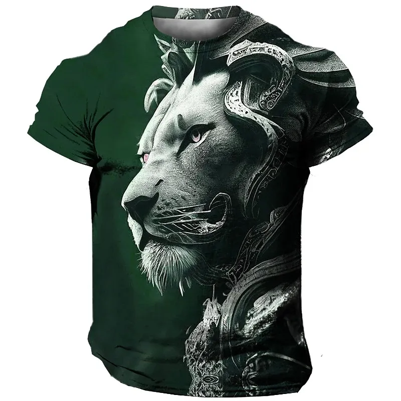 Männer Herren Fashion Lion 3D T-Shirt Rundhals Unisex Sommer Streetwear