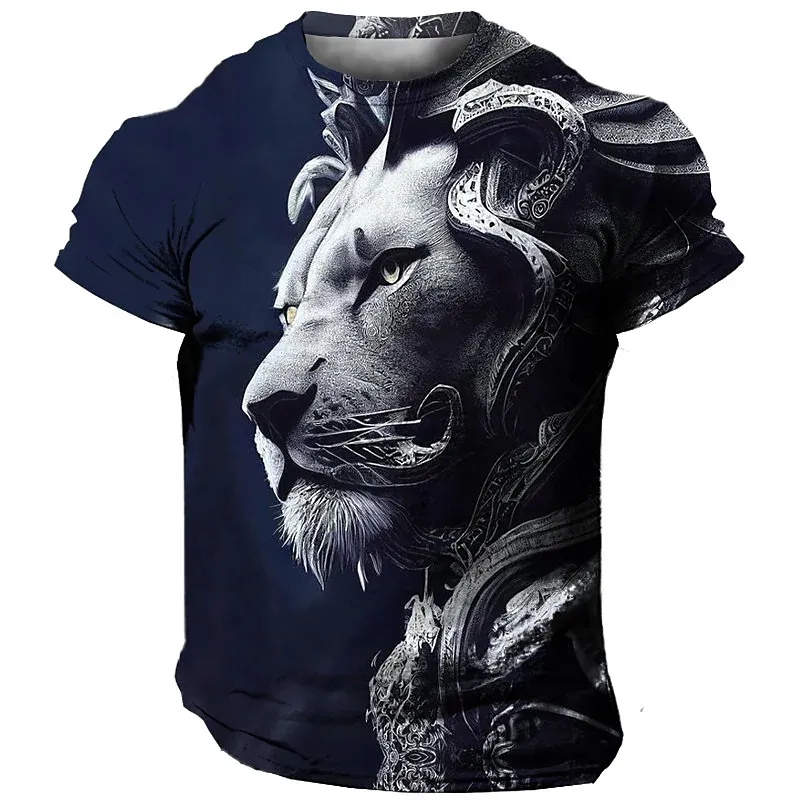 Männer Herren Fashion Lion 3D T-Shirt Rundhals Unisex Sommer Streetwear