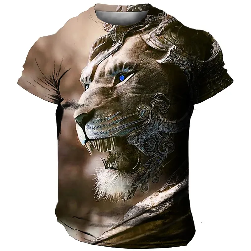 Männer Herren Fashion Lion 3D T-Shirt Rundhals Unisex Sommer Streetwear