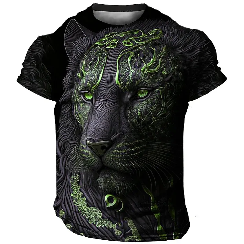 Männer Herren Fashion Lion 3D T-Shirt Rundhals Unisex Sommer Streetwear