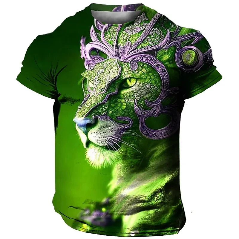 Männer Herren Fashion Lion 3D T-Shirt Rundhals Unisex Sommer Streetwear