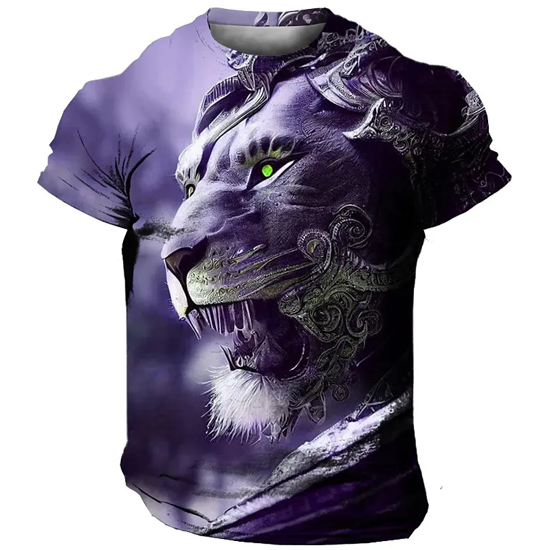 Männer Herren Fashion Lion 3D T-Shirt Rundhals Unisex Sommer Streetwear