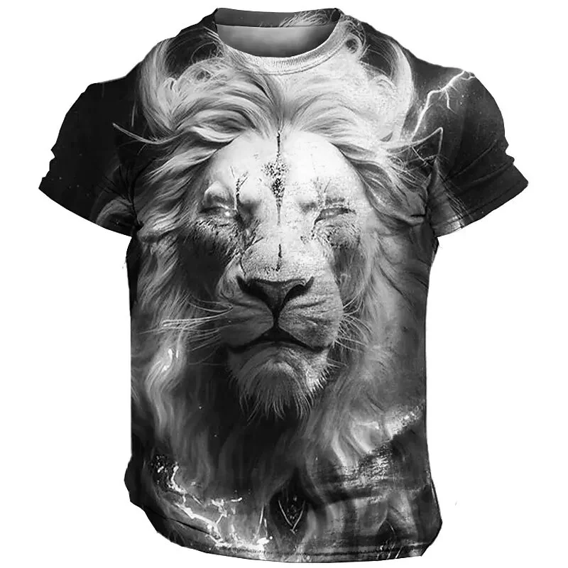 Männer Herren Fashion Lion 3D T-Shirt Rundhals Unisex Sommer Streetwear