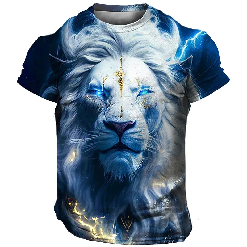 Männer Herren Fashion Lion 3D T-Shirt Rundhals Unisex Sommer Streetwear