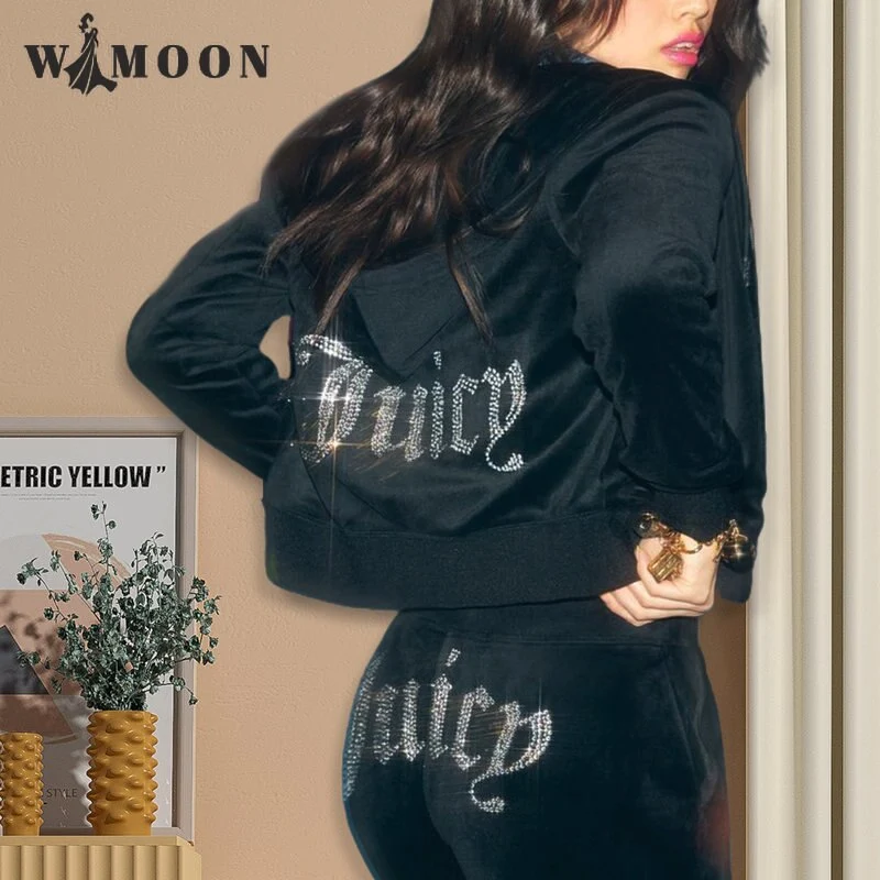 Damen Samt Jogginganzug Sportanzug Jogging Hose Jacke Fitness Hausanzug Freizeitanzug