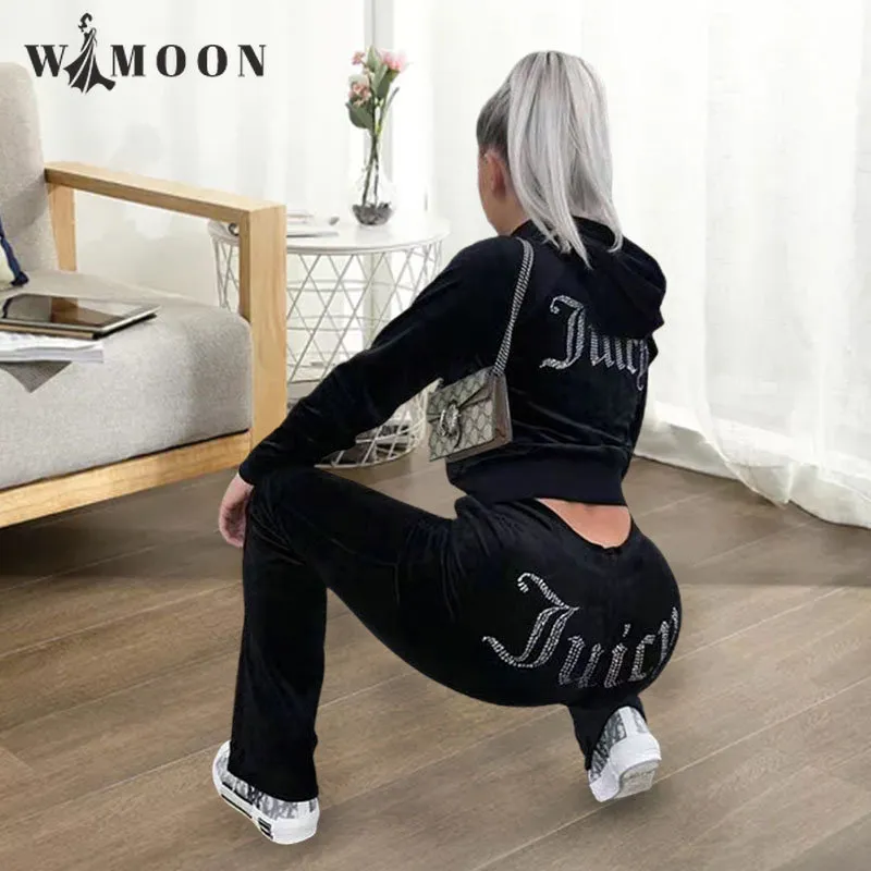 Damen Samt Jogginganzug Sportanzug Jogging Hose Jacke Fitness Hausanzug Freizeitanzug