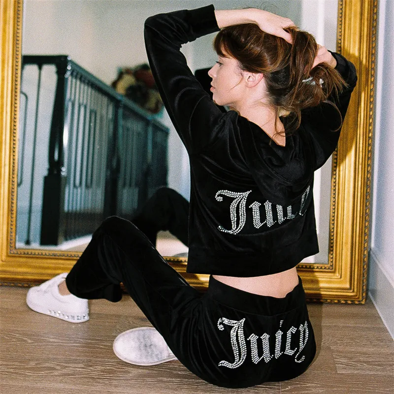 Damen Samt Jogginganzug Sportanzug Jogging Hose Jacke Fitness Hausanzug Freizeitanzug