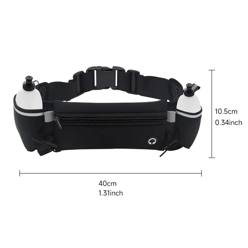 Laufen Gürtel mit 2 Wasserflaschen Taille Pack Reißverschlusstasche Tasche Jogge