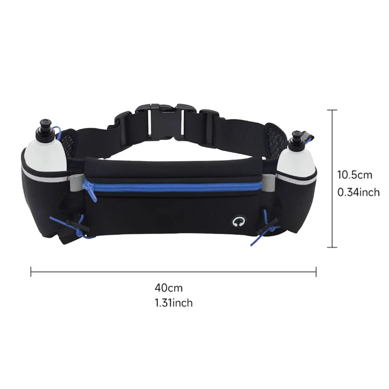 Laufen Gürtel mit 2 Wasserflaschen Taille Pack Reißverschlusstasche Tasche Jogge