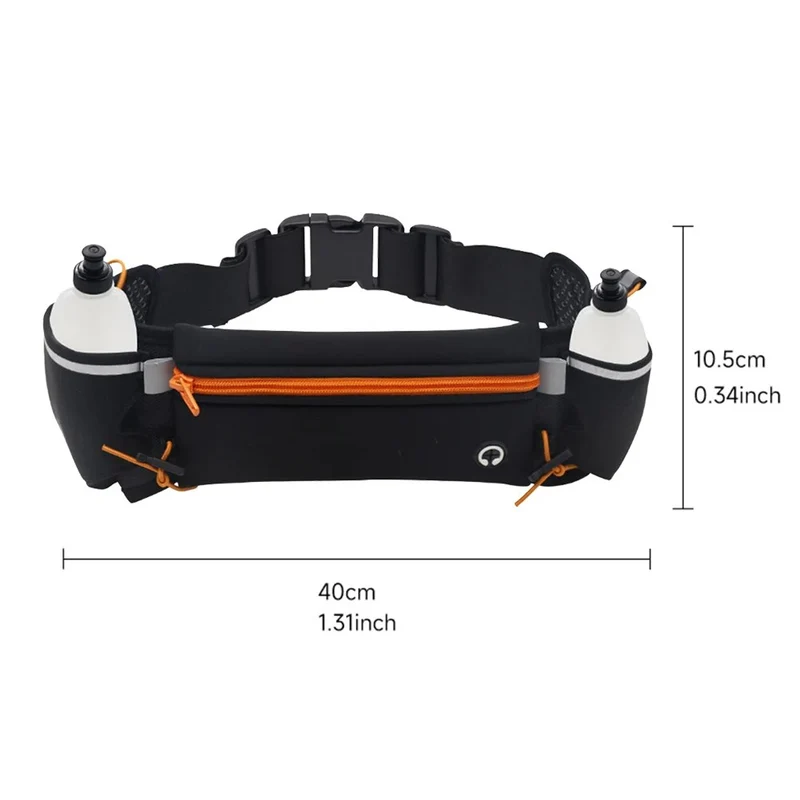 Laufen Gürtel mit 2 Wasserflaschen Taille Pack Reißverschlusstasche Tasche Jogge