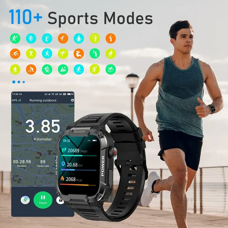 Herren Armbanduhr Digital Uhr Silber Edelstahl Quarzuhr Bluetooth Smartwatch