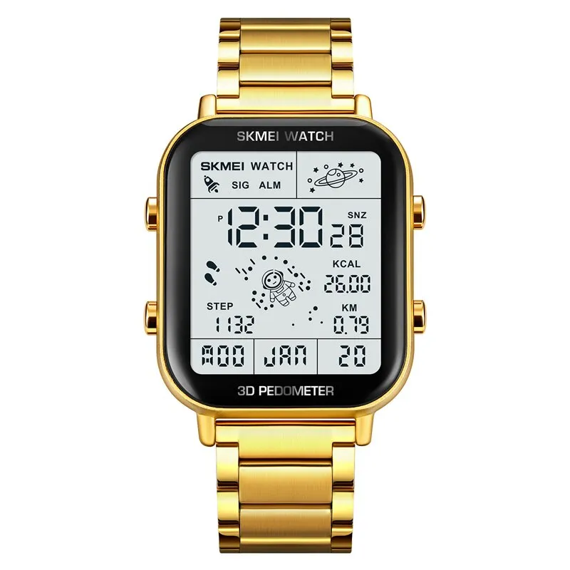 Herren Armbanduhr Digital Uhr Silber Edelstahl Quarzuhr Luxus Chronograph