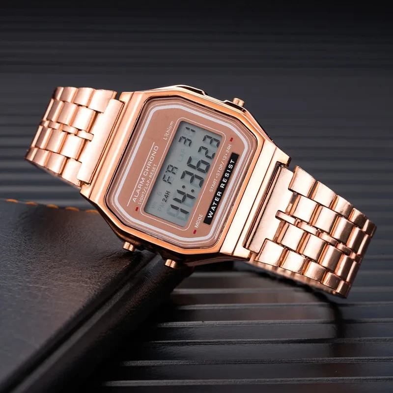 Herren Armbanduhr Digital Uhr Silber Edelstahl Quarzuhr Luxus Chronograph