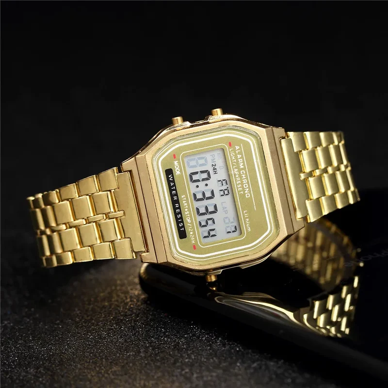 Herren Armbanduhr Digital Uhr Silber Edelstahl Quarzuhr Luxus Chronograph