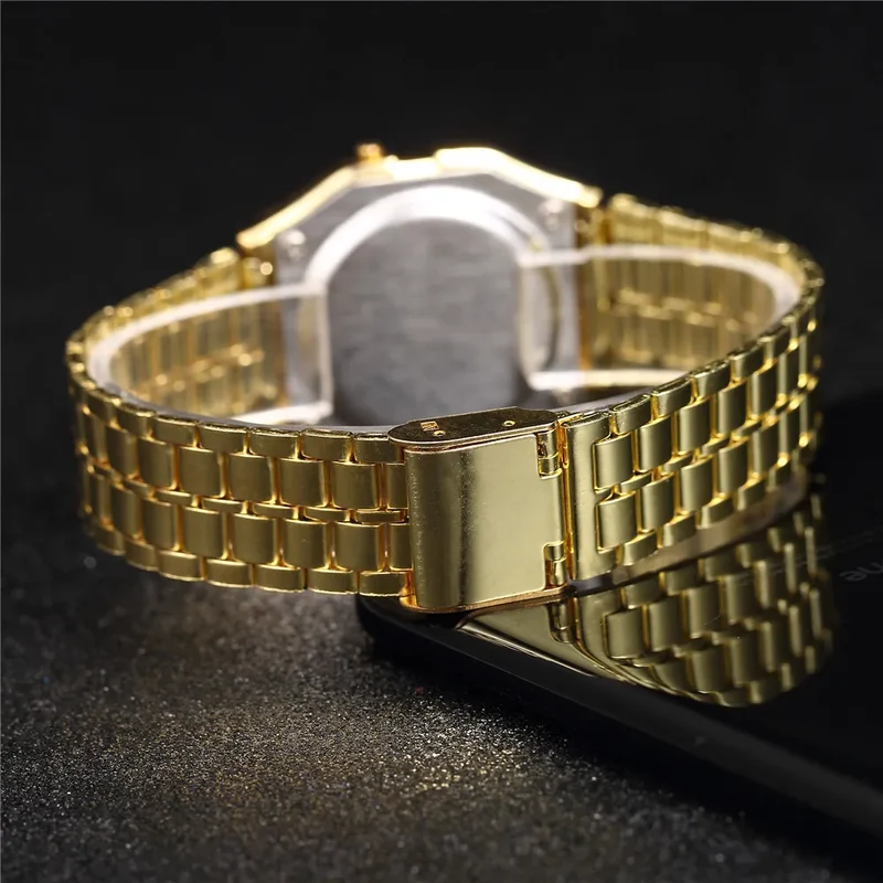Herren Armbanduhr Digital Uhr Silber Edelstahl Quarzuhr Luxus Chronograph
