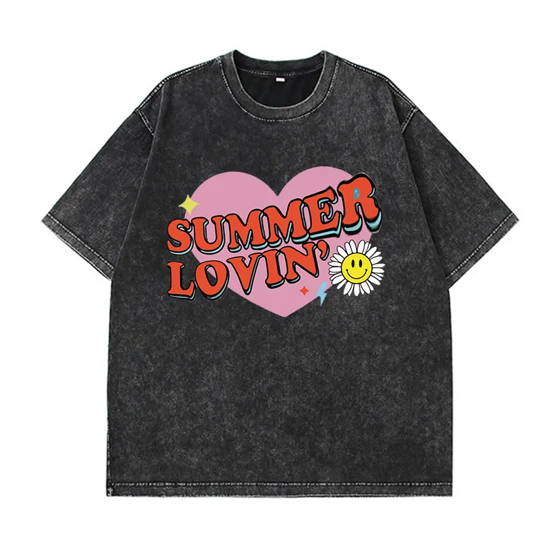 Damen Sommer Top Los Angeles T-Shirt Rundhals Streetwear lockeres Damentop