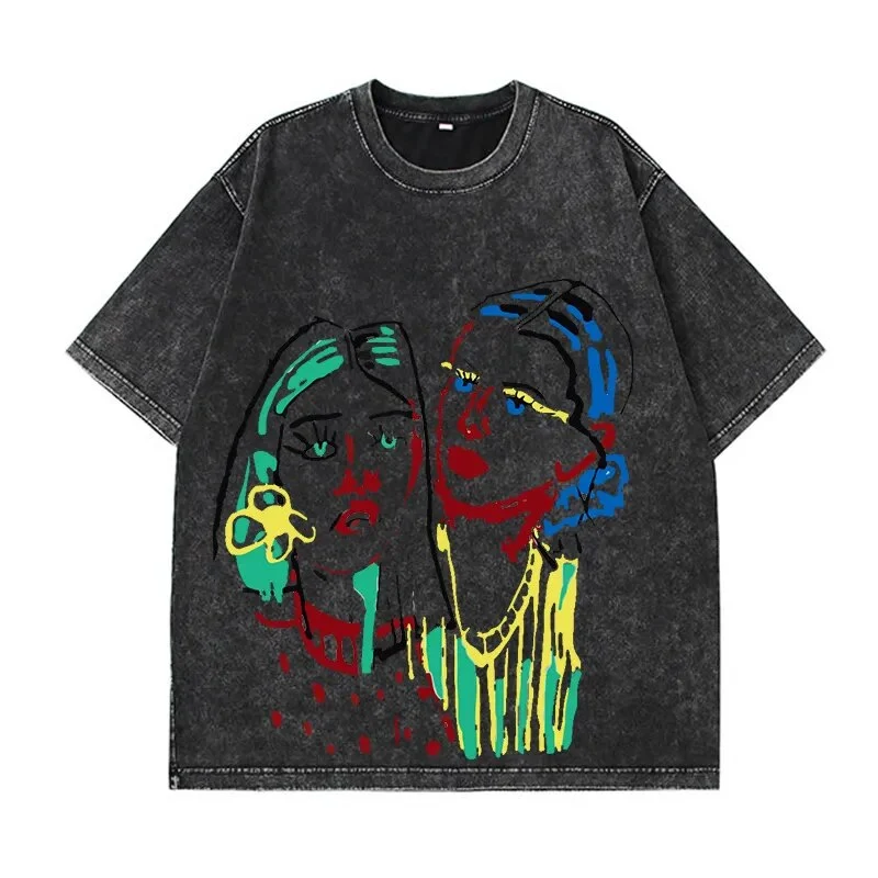Damen Sommer Top Los Angeles T-Shirt Rundhals Streetwear lockeres Damentop