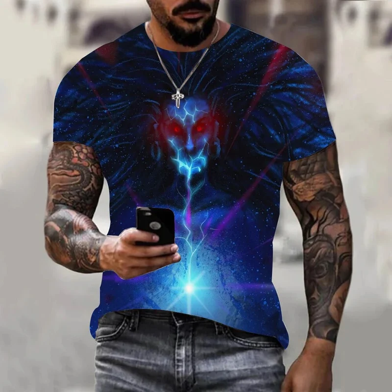 Herren Fashion Vintage Leopard 3D T-Shirt Rundhals Unisex Sommer Streetwear