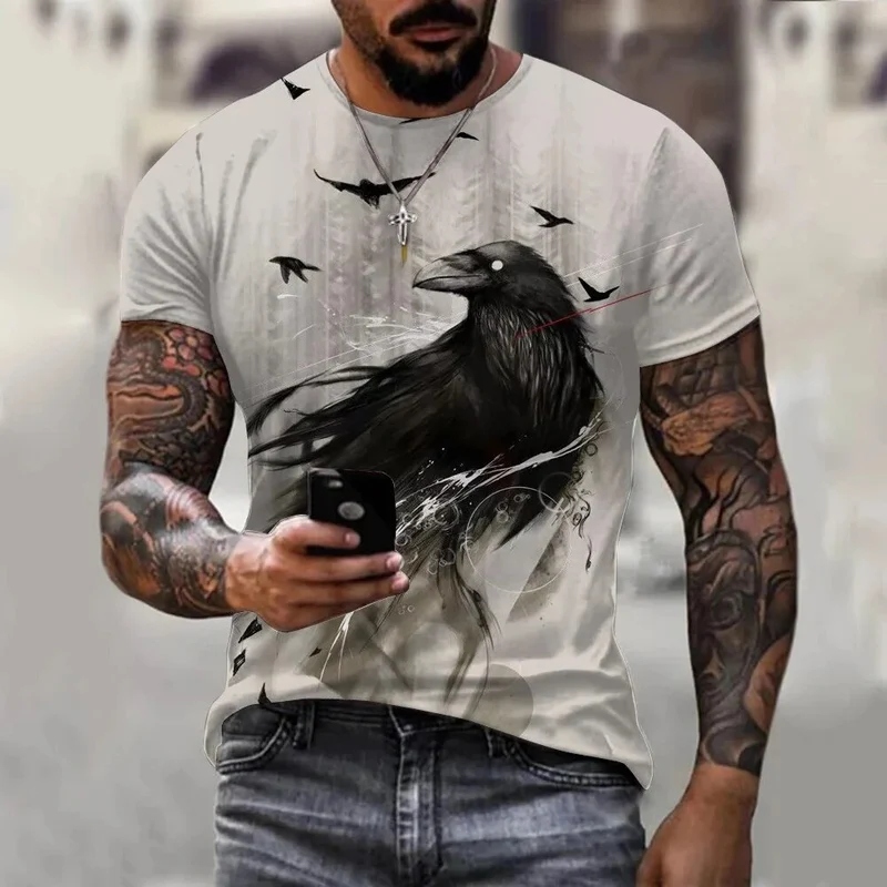 Herren Fashion Vintage Leopard 3D T-Shirt Rundhals Unisex Sommer Streetwear