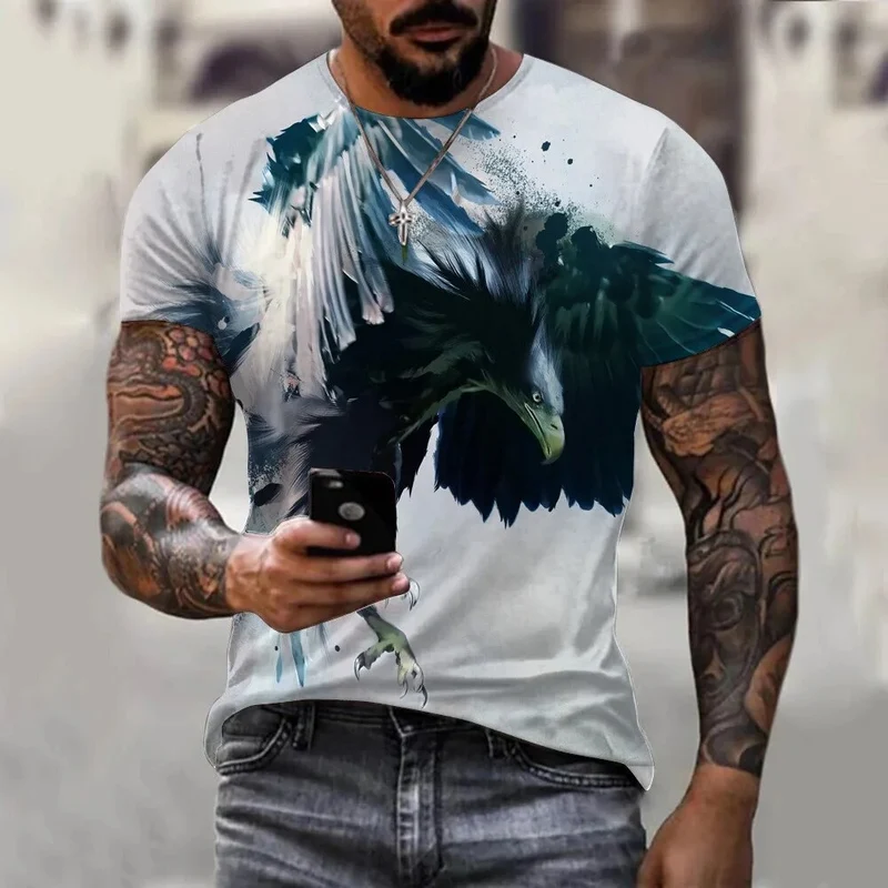 Herren Fashion Vintage Leopard 3D T-Shirt Rundhals Unisex Sommer Streetwear
