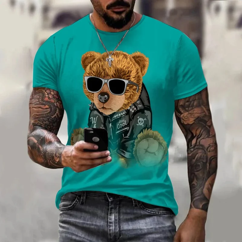 Herren Fashion Vintage Leopard 3D T-Shirt Rundhals Unisex Sommer Streetwear