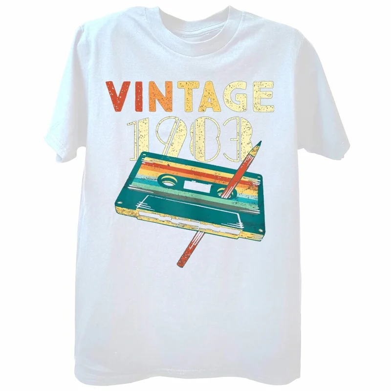 Herren Fashion Vintage 80er 3D T-Shirt Rundhals Unisex Sommer Streetwear